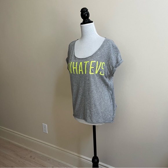 PINK Victoria’s Secret~T-Shirt~Size M~Graphic #WHATEVS~Grey/Yellow - Picture 4 of 9